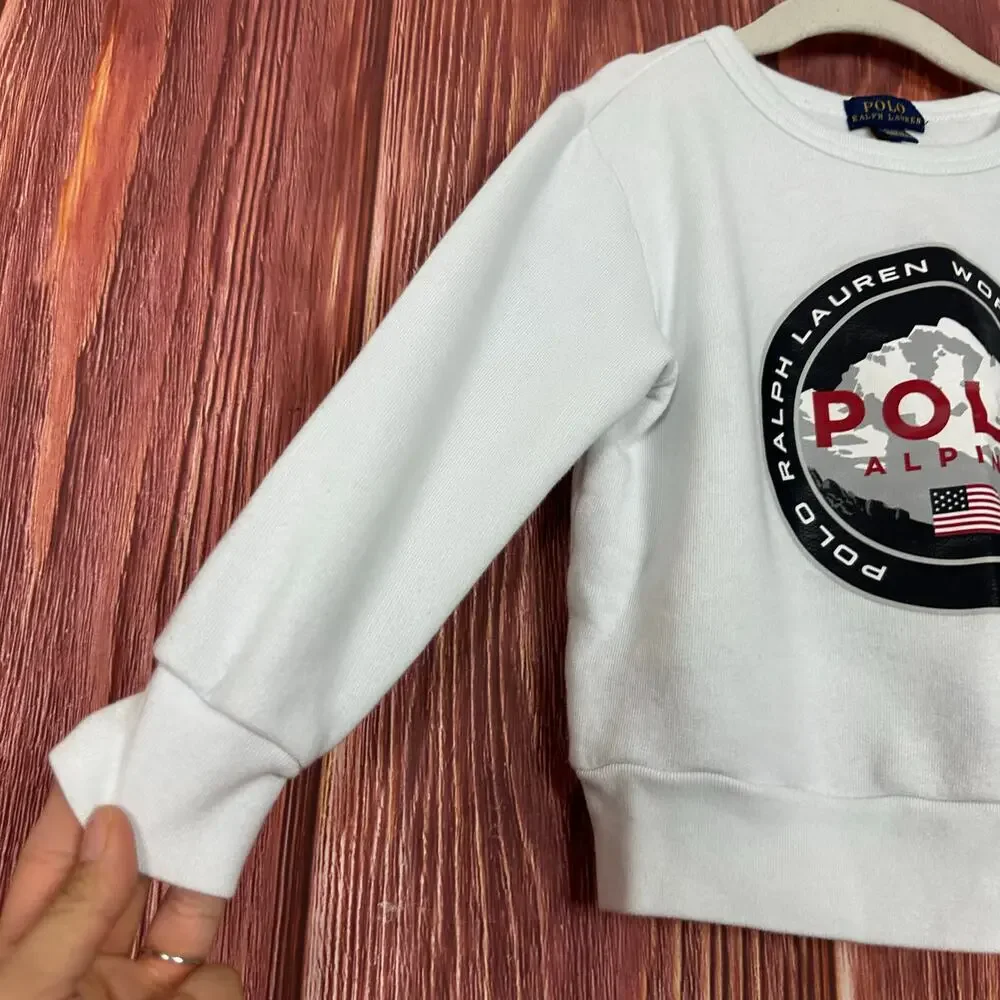 POLO Ralph Lauren ALPINE White Crewneck Sweatshirt Unisex Size 4T - Picture 2 of 6